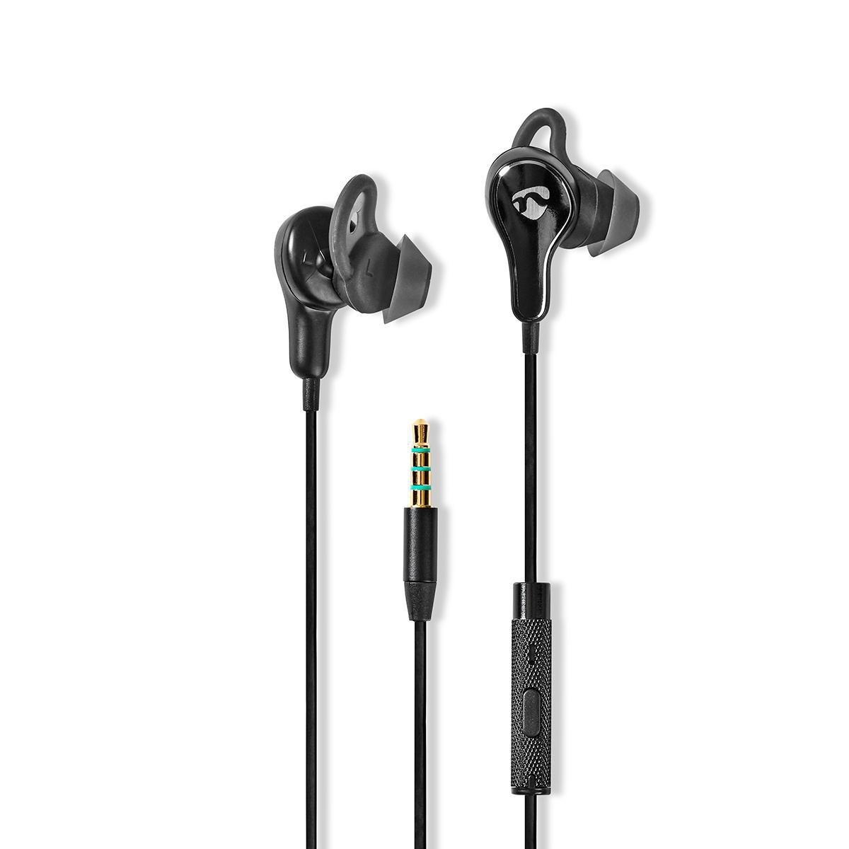 Bedrade Koptelefoon | 3,5 mm | Kabellengte: 1.20 m | Ingebouwde microfoon | Volumebediening | Ear Wings | Zwart