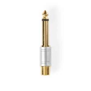 Mono-Audioadapter | 6,35 mm Male | RCA Female | Verguld | Recht | Metaal | Zilver | 1 Stuks | Doos