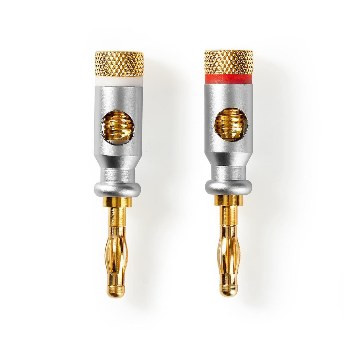 Premium banaan connector set voor luidsprekerkabel tot 7 mm / 1x rood + 1x wit