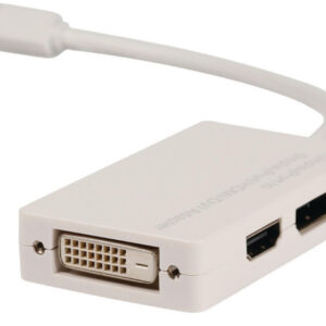 Mini DisplayPort-Kabel | DisplayPort 1.2 | Mini-DisplayPort Male | DisplayPort Female / DVI-D 24+1-Pins Female / HDMI™ Input | 21.6 Gbps | Vernikkeld | 0.20 m | Rond | PVC | Wit | Polybag