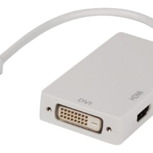 Mini DisplayPort-Kabel | DisplayPort 1.2 | Mini-DisplayPort Male | DVI-D 24+1-Pins Female / HDMI™ Input / VGA Female 15p | 21.6 Gbps | Vernikkeld | 0.20 m | Rond | PVC | Wit | Polybag