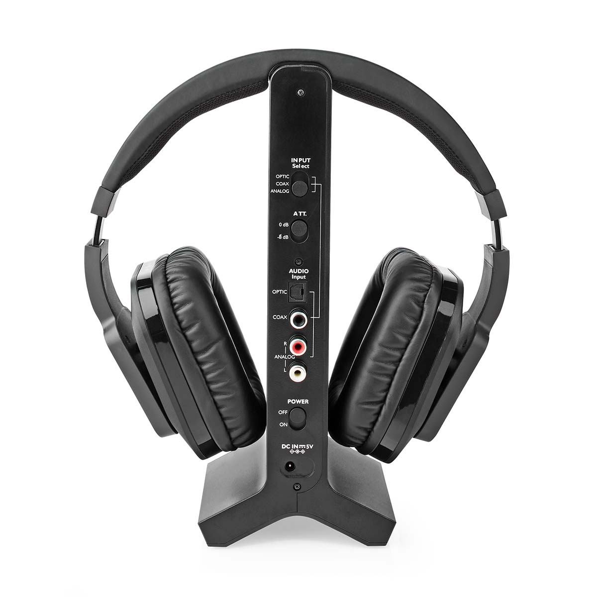 Nedis draadloze stereo over-ear RF hoofdtelefoon met oplaadstation | digitaal/analoog | zwart - Afbeelding 2