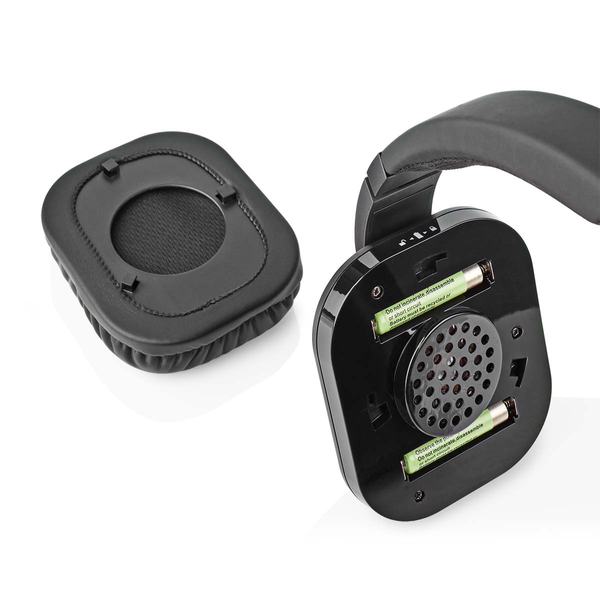 Nedis draadloze stereo over-ear RF hoofdtelefoon met oplaadstation | digitaal/analoog | zwart - Afbeelding 6