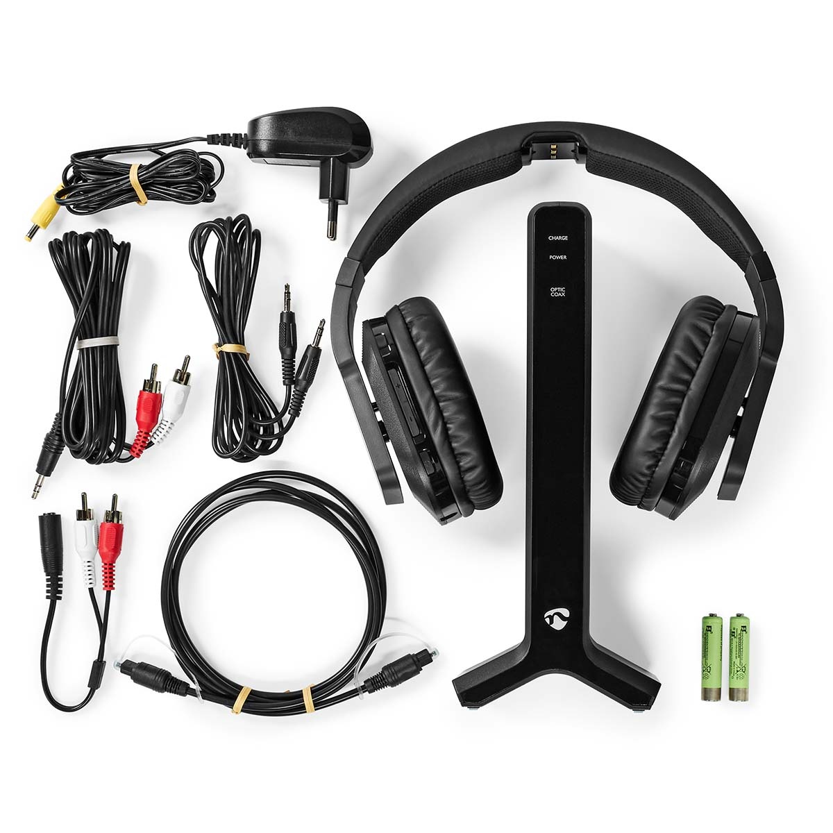 Nedis draadloze stereo over-ear RF hoofdtelefoon met oplaadstation | digitaal/analoog | zwart - Afbeelding 7