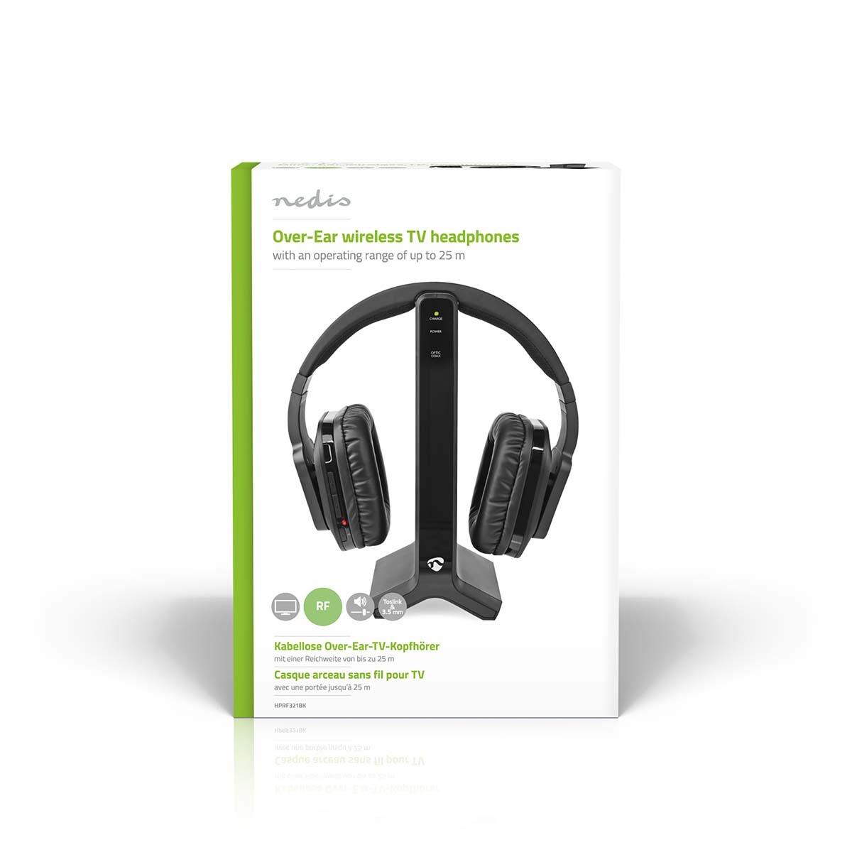 Nedis draadloze stereo over-ear RF hoofdtelefoon met oplaadstation | digitaal/analoog | zwart - Afbeelding 9