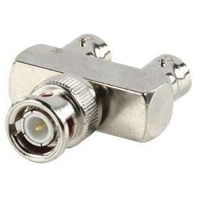 BNC-Adapter | BNC Male | 2x BNC Female | Vernikkeld | 50 Ohm | Splitter | Metaal | Zilver | 10 Stuks | Polybag