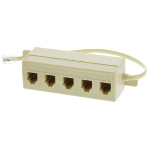 Telecomverlengkabel | RJ11 Male | 5x RJ11 (4/6) Female | 0.20 m | Kabel design: Plat | Kabeltype: RJ11 | Ivoor | Envelop