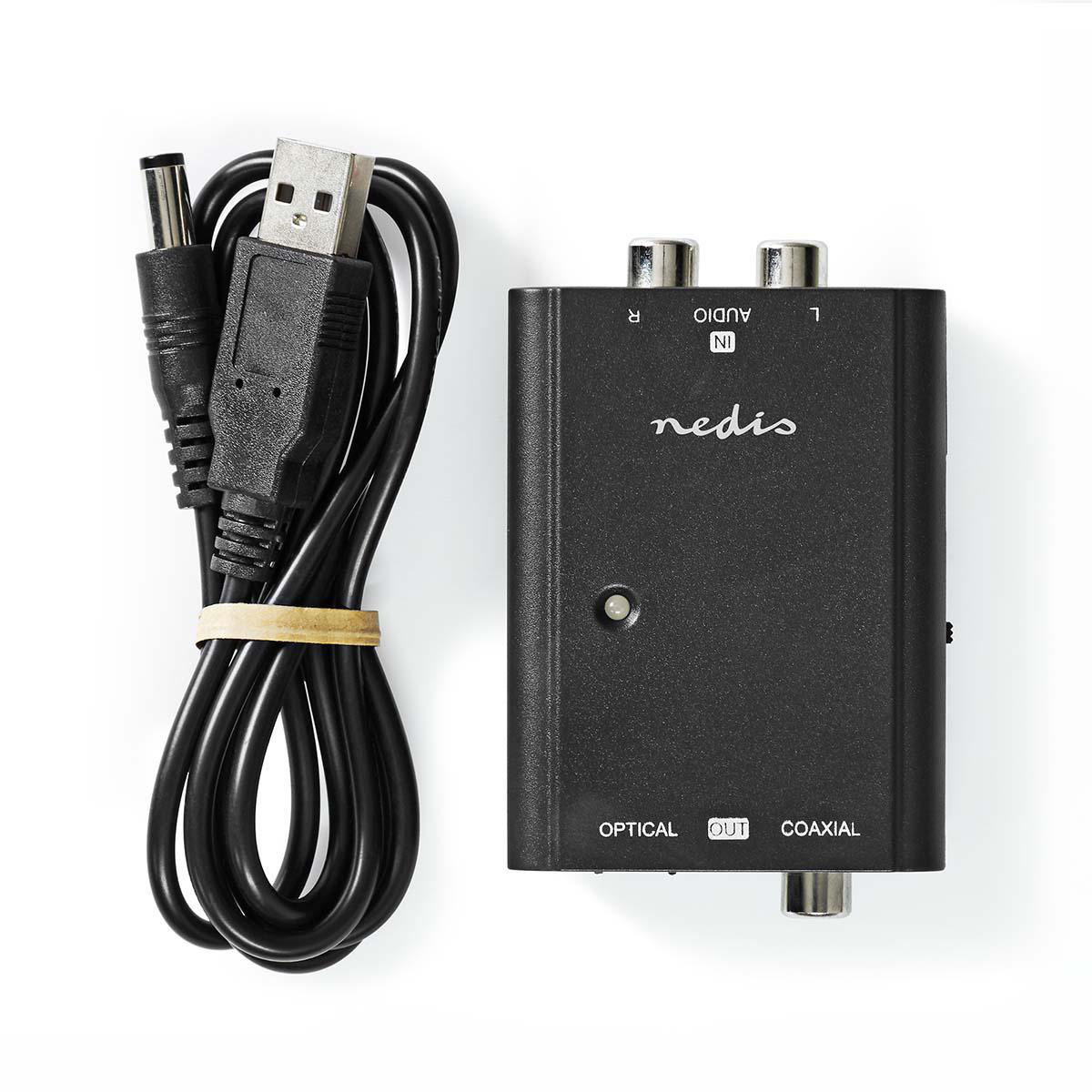 Digitale Audioconverter | 1-weg | Ingangen audio / video / data: 2x RCA Male | Uitgangen audio / video / data: 1x S/PDIF (RCA) Female / 1x TosLink Female | Manueel | Zwart - Afbeelding 8