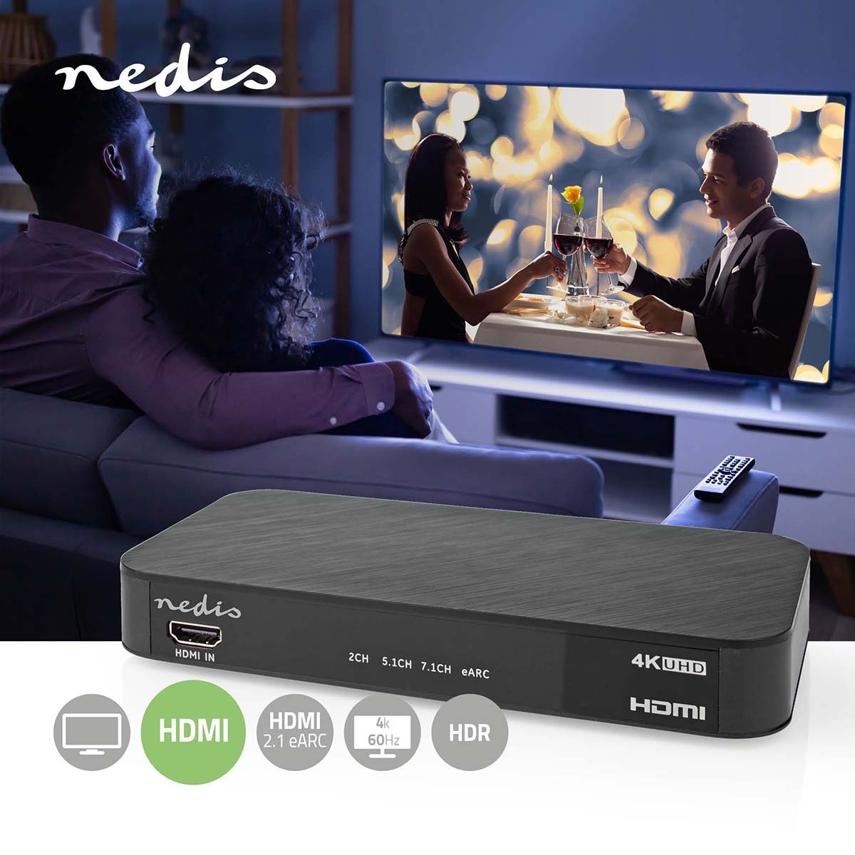 Nedis HDMI naar 2x HDMI eARC, 1x HDMI-Audio, 1x Toslink en 1x 3,5mm splitter/extractor - Afbeelding 6