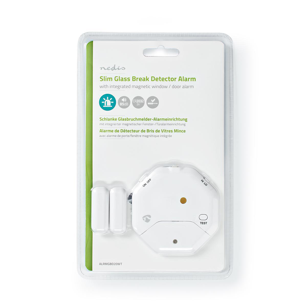 Deur- en raamalarm met sirene | Glasbreuksensor / Magnetische sensor | Batterij Gevoed | 2x CR2032 | 85 dB | Wit - Afbeelding 5