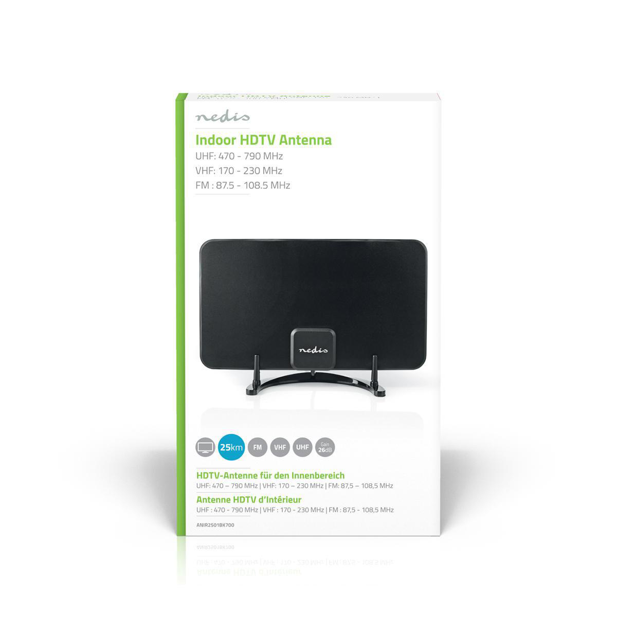 Binnenantenne | Actief | FM / UHF / VHF | Ontvangstbereik: 0-25 km | LTE700 | Versterking: 26 dB | ABS | Zwart - Afbeelding 6