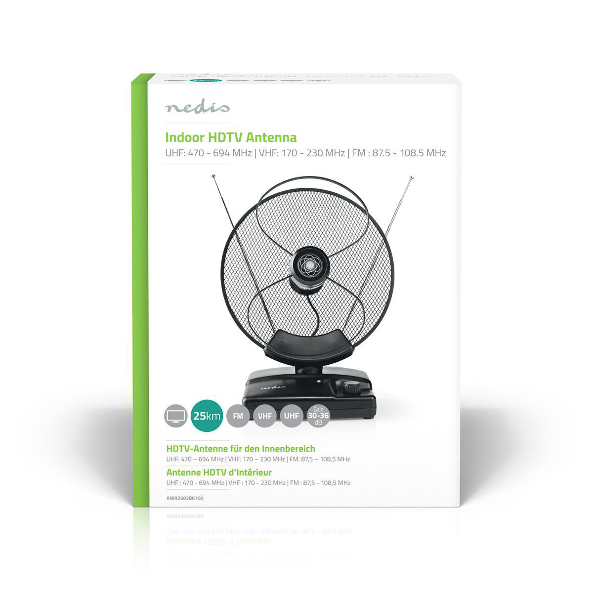 Binnenantenne | Actief | FM / UHF / VHF | Ontvangstbereik: 0-25 km | LTE700 | Versterking: 36 dB | Versterkingsregelaar | ABS | Zwart - Afbeelding 6