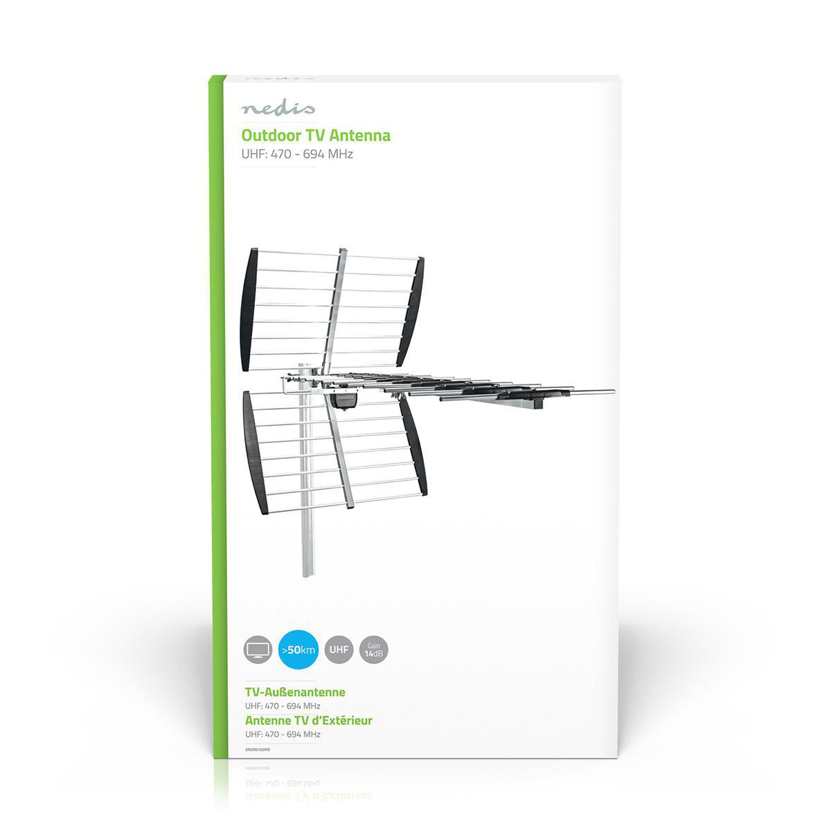 Nedis UHF DVB-T/T2 antenne voor buiten - passief - 14 dB - LTE700 filter / grijs - Afbeelding 6