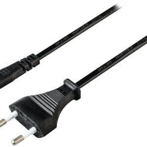 Stroomkabel | Euro Male | IEC-320-C1 | Recht | Recht | Vernikkeld | 2.00 m | Rond | ABS / PVC | Zwart | Label