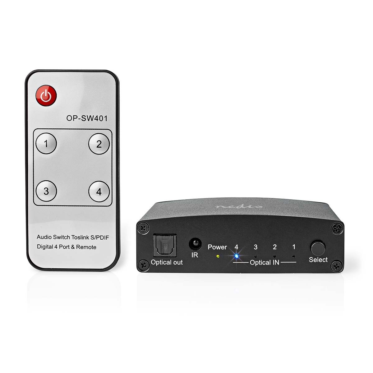 Nedis digitale optische Toslink audio schakelaar met afstandsbediening - 4 in - 1 uit - Afbeelding 4