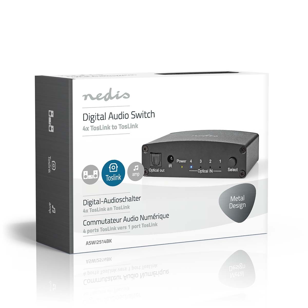 Nedis digitale optische Toslink audio schakelaar met afstandsbediening - 4 in - 1 uit - Afbeelding 8