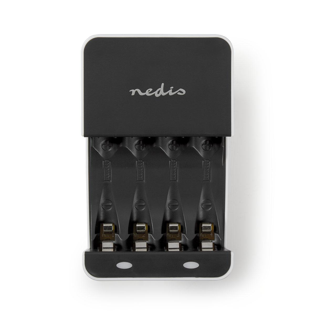 NiMH-Batterijlader AA / AAA | 1.2 V DC | Druppelladen | Euro / Type-C (CEE 7/16) | Batterijtype: AA / AAA | Wit / Zwart - Afbeelding 2