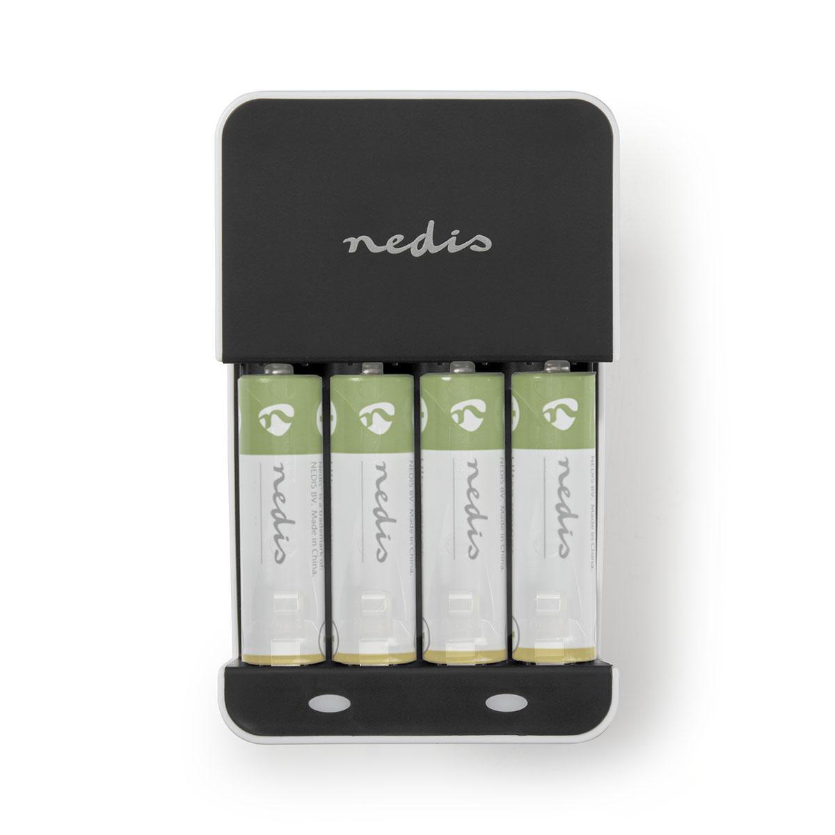 NiMH-Batterijlader AA / AAA | 1.2 V DC | Druppelladen | Euro / Type-C (CEE 7/16) | Batterijtype: AA / AAA | Wit / Zwart - Afbeelding 3