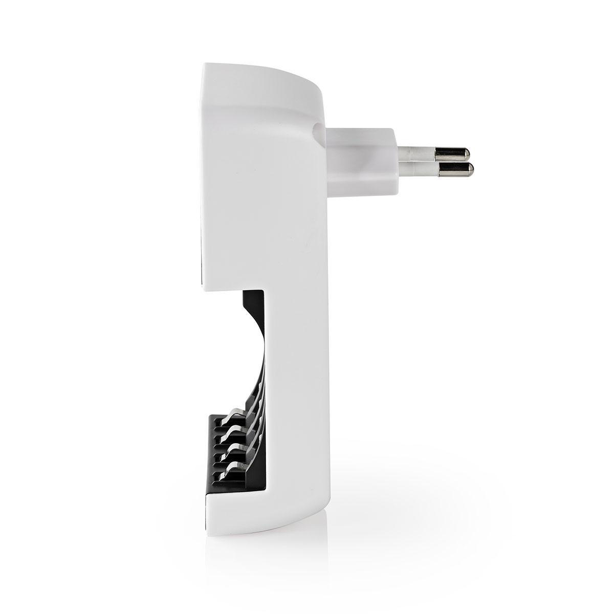 NiMH-Batterijlader AA / AAA | 1.2 V DC | Druppelladen | Euro / Type-C (CEE 7/16) | Batterijtype: AA / AAA | Wit / Zwart - Afbeelding 4