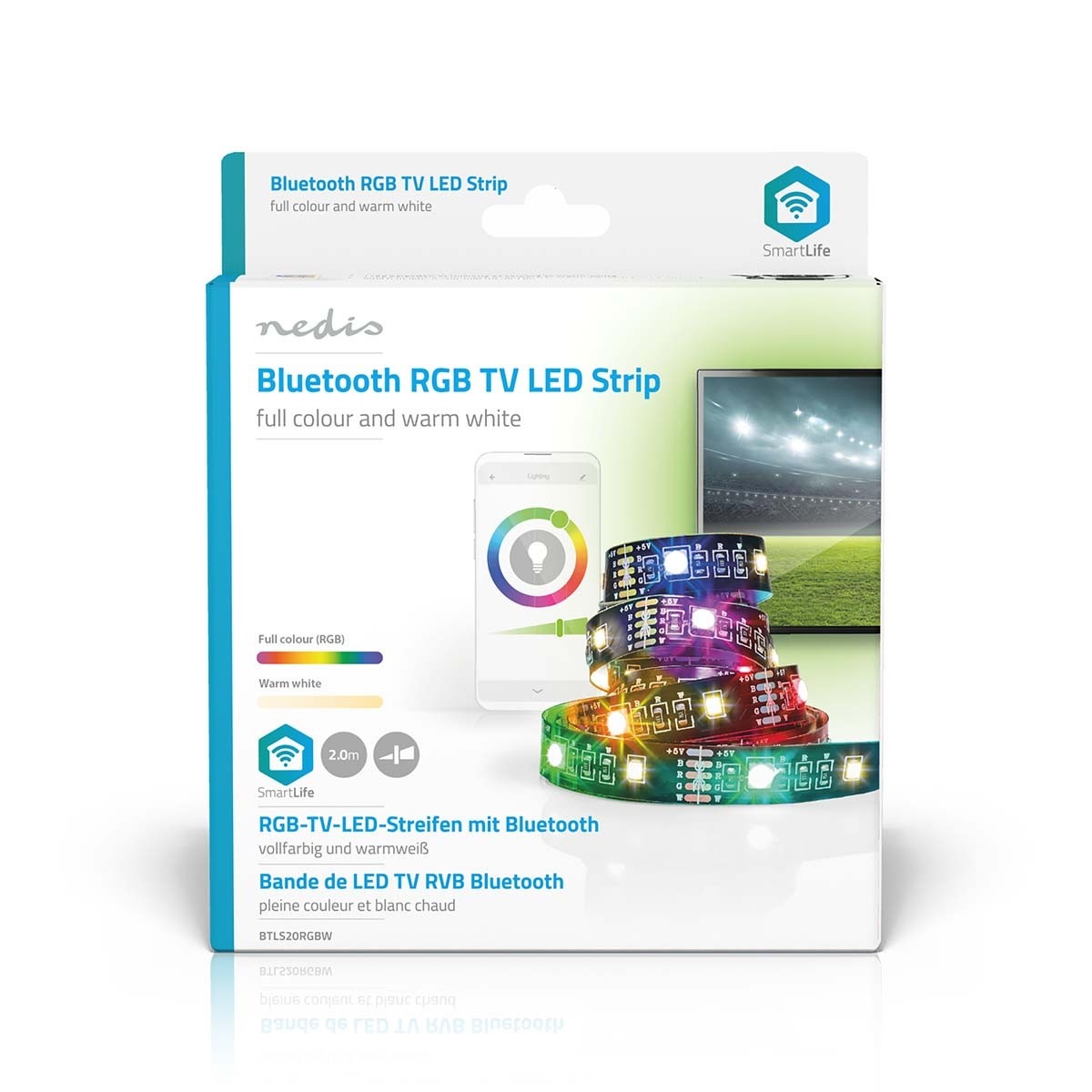 Nedis SmartLife Bluetooth LED-strip voor binnen - 2m / full-color en warm-wit - Afbeelding 9