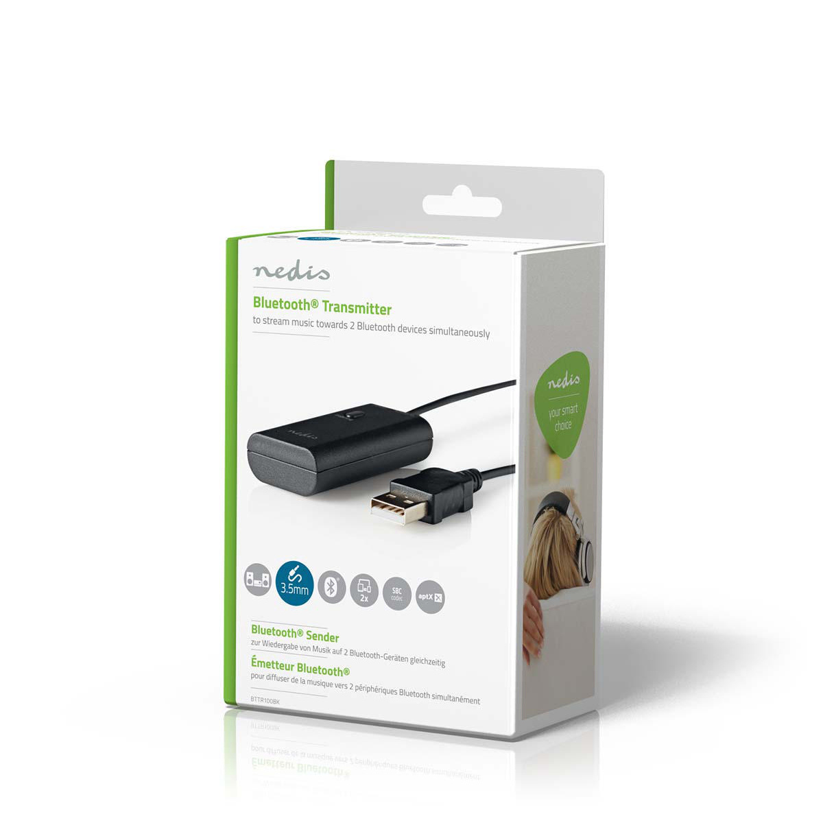 Bluetooth®-Zender | Input: 1x 3,5 mm | AptX ™ Low latency / AptX™ / SBC | Maximaal 2 Apparaten | Zwart - Afbeelding 5