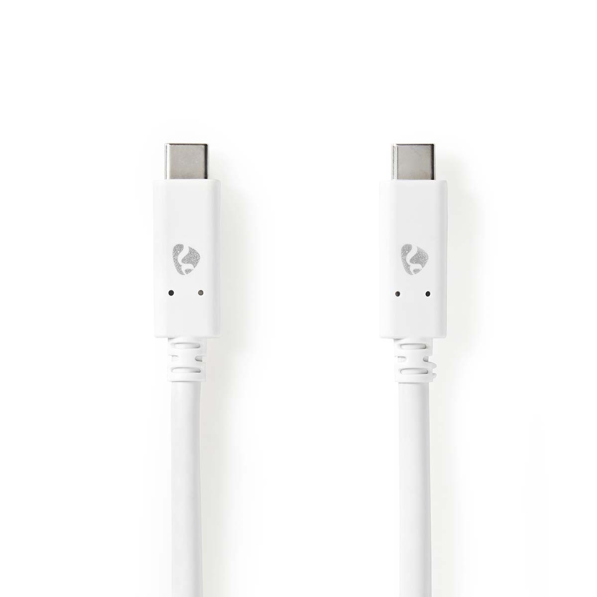 Nedis USB-C naar USB-C kabel met E-Marker chip - USB3.2 (tot 10 Gbit/s) - PD tot 20V/5A - video tot 4K 60Hz / wit - 1 meter