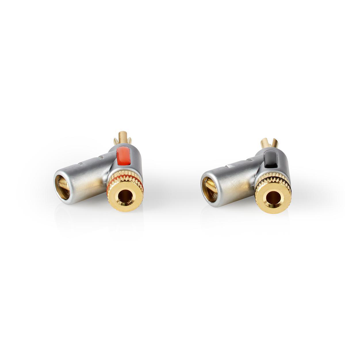 Premium banaan connector set voor luidsprekerkabel tot 7 mm - haaks / 1x rood + 1x wit - Afbeelding 3