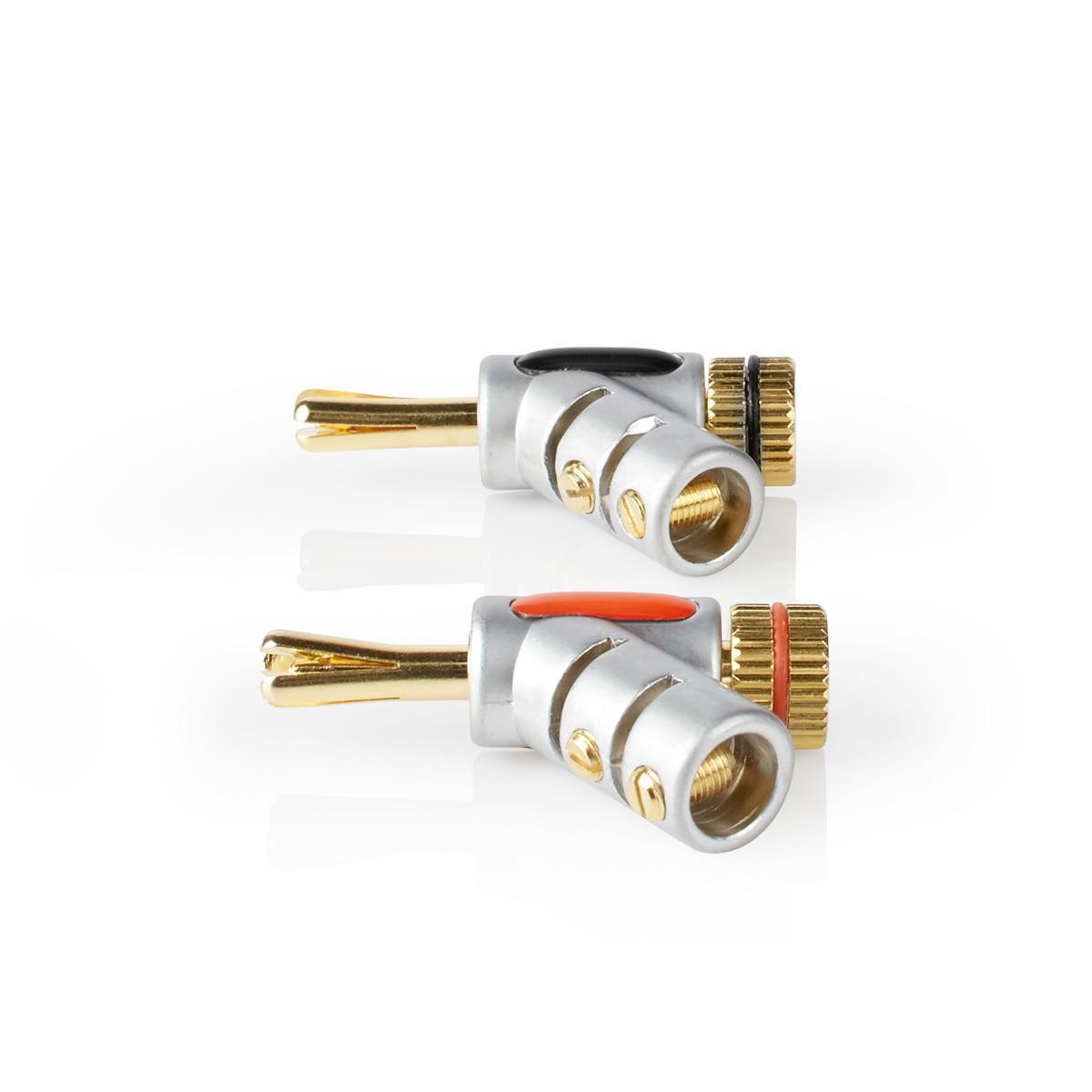 Premium banaan connector set voor luidsprekerkabel tot 7 mm - haaks / 1x rood + 1x wit - Afbeelding 4