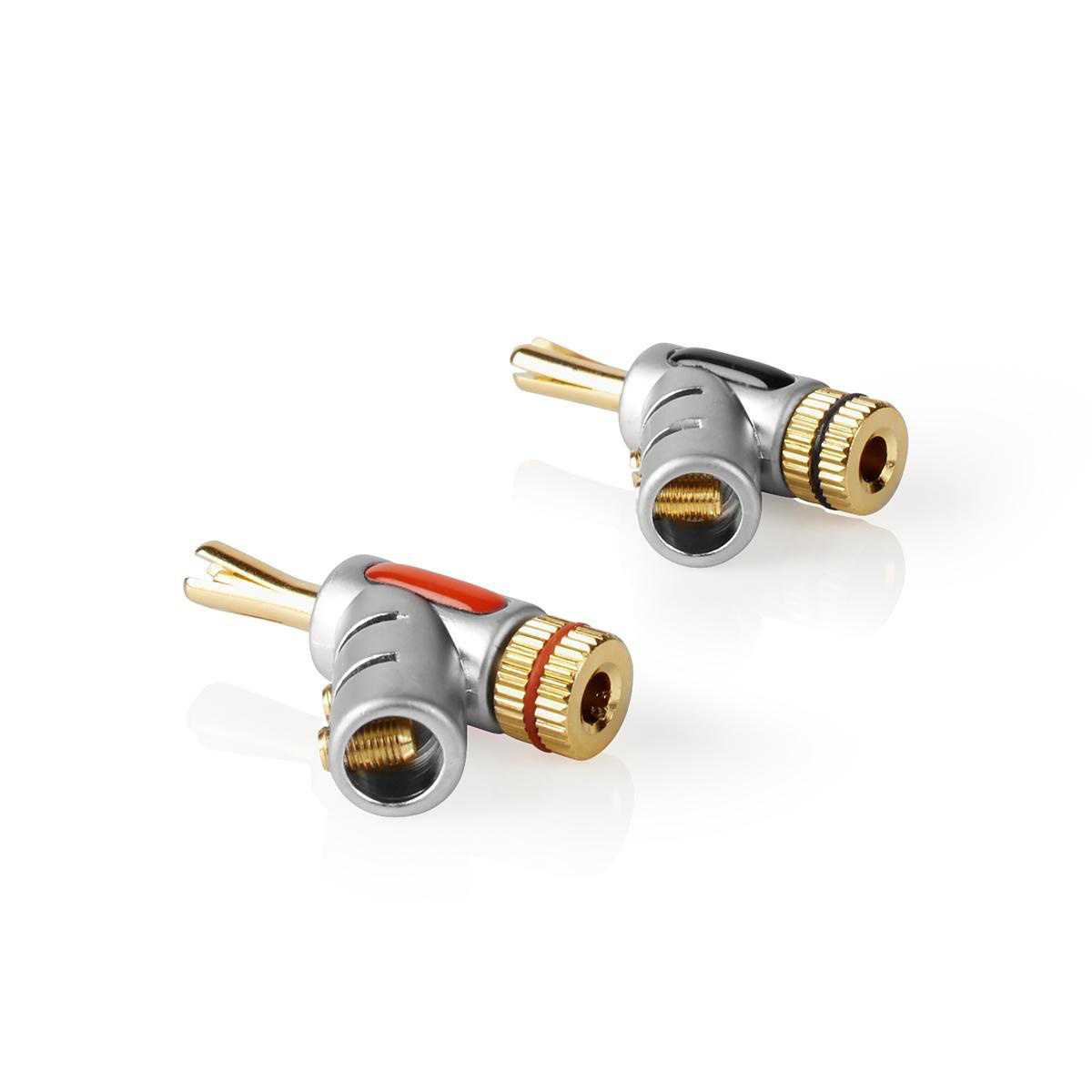 Premium banaan connector set voor luidsprekerkabel tot 7 mm - haaks / 1x rood + 1x wit - Afbeelding 5