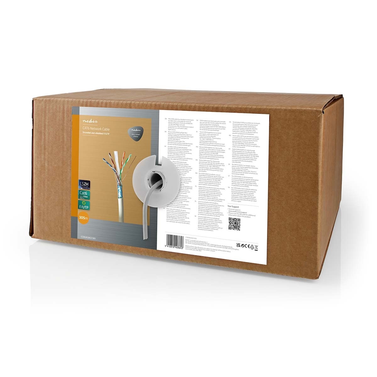 Nedis F/UTP CAT6 Gigabit netwerkkabel met flexibele aders - AWG26 / LSZH / grijs - 305 meter - Afbeelding 2