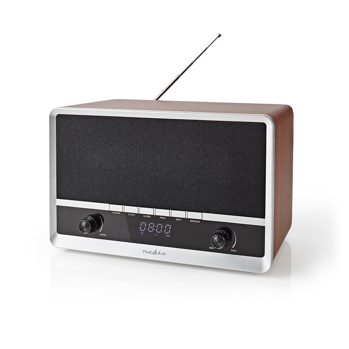 Nedis retro Bluetooth radio met AM/FM-radio en AUX / bruin/zwart