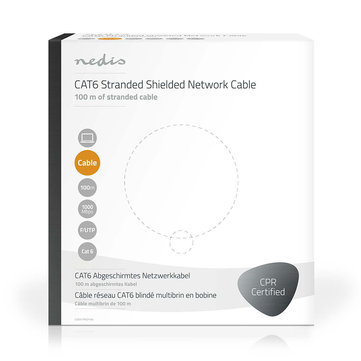 F/UTP CAT6 Gigabit netwerkkabel met flexibele aders - AWG24 / grijs - 100 meter - Afbeelding 3