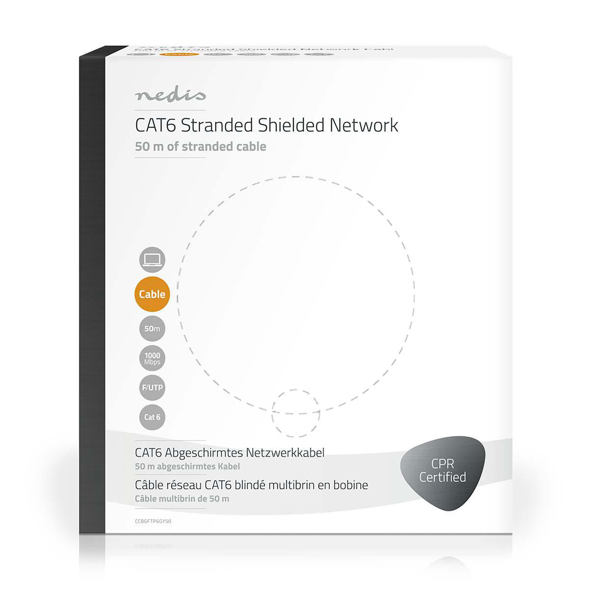 F/UTP CAT6 Gigabit netwerkkabel met flexibele aders - AWG24 / grijs - 50 meter - Afbeelding 3