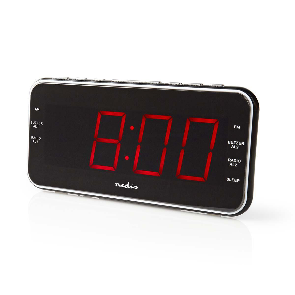 Nedis digitale wekkerradio met AM/FM-radio, AUX-ingang en USB lader / zwart