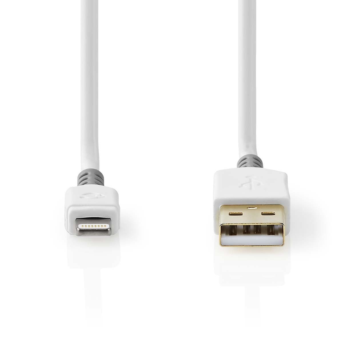 Nedis 8-pins Lightning naar USB-A kabel - USB2.0 - tot 2,4A / wit - 1 meter - Afbeelding 2