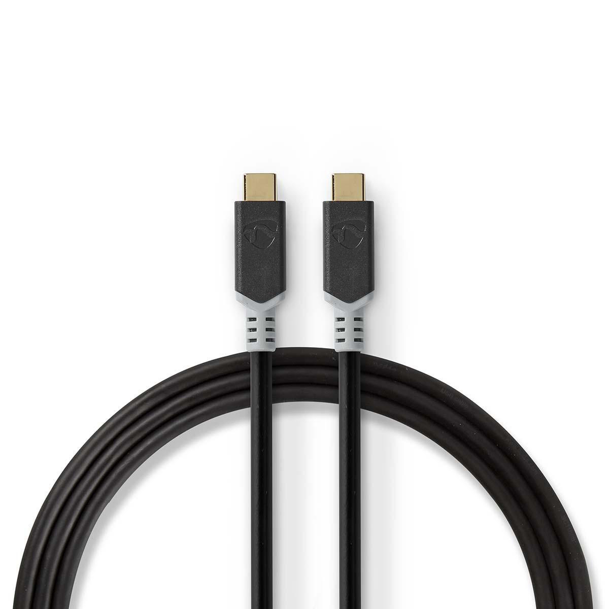 Nedis USB-C naar USB-C kabel met E-Marker chip - USB3.2 (tot 20 Gbit/s) - PD tot 20V/5A - video tot 4K 60Hz / zwart - 2 meter - Afbeelding 2