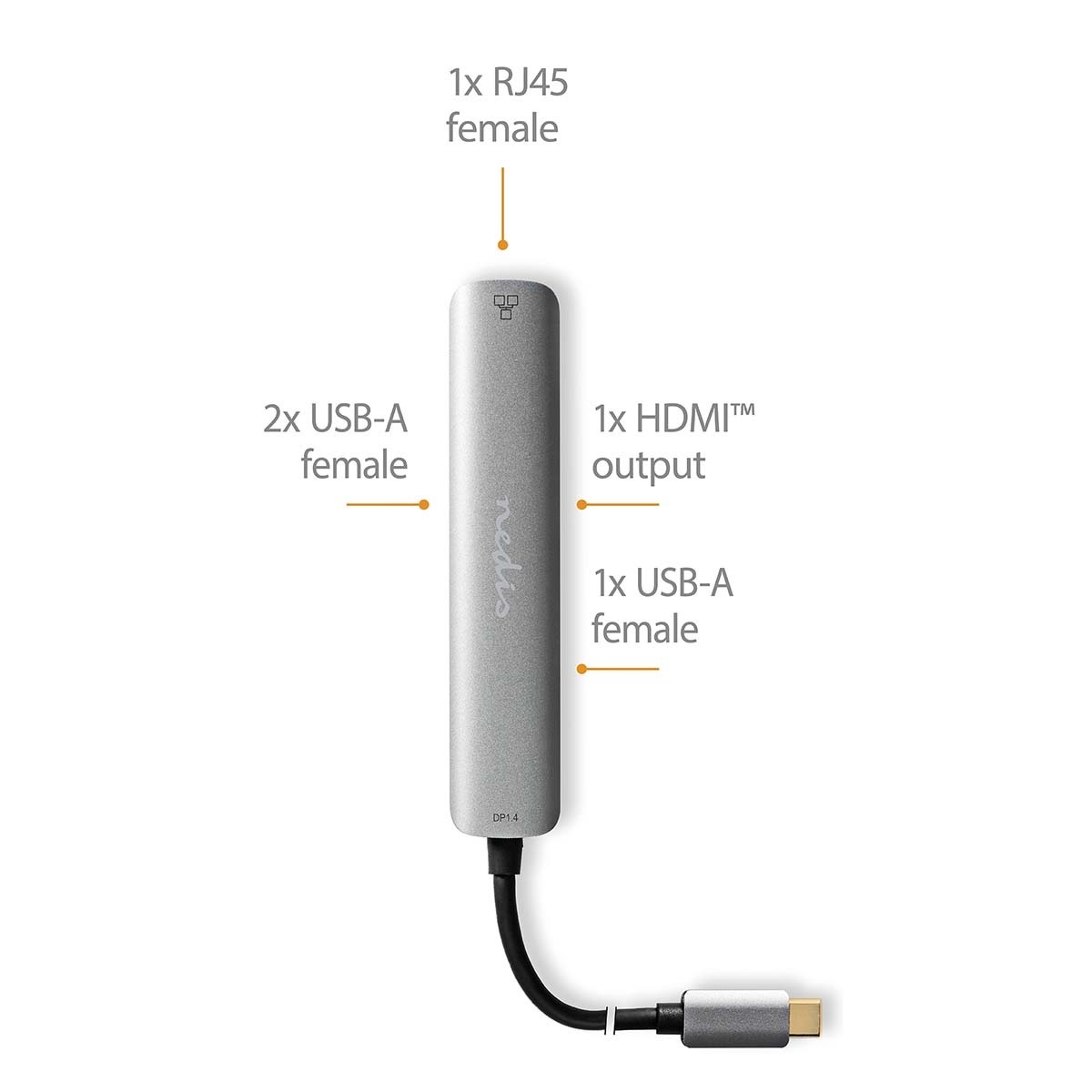 Nedis USB-C naar HDMI 4K 60Hz, USB-A en RJ45 adapter / grijs - 0,20 meter - Afbeelding 4