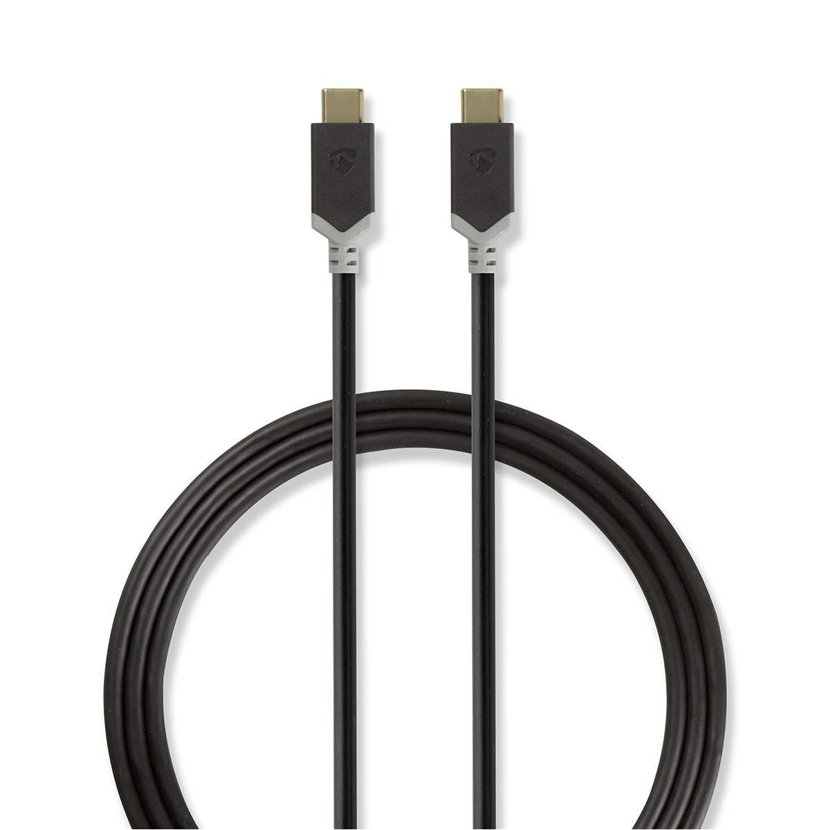 Nedis USB-C naar USB-C kabel met E-Marker chip - USB3.2 (tot 10 Gbit/s) - PD tot 20V/5A - video tot 4K 60Hz / zwart - 1 meter - Afbeelding 2