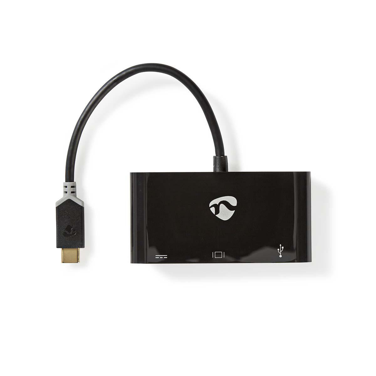 Nedis USB-C naar VGA, USB-A en USB-C PD adapter met DP Alt Mode (1920 x 1200) / zwart - 0,15 meter - Afbeelding 2
