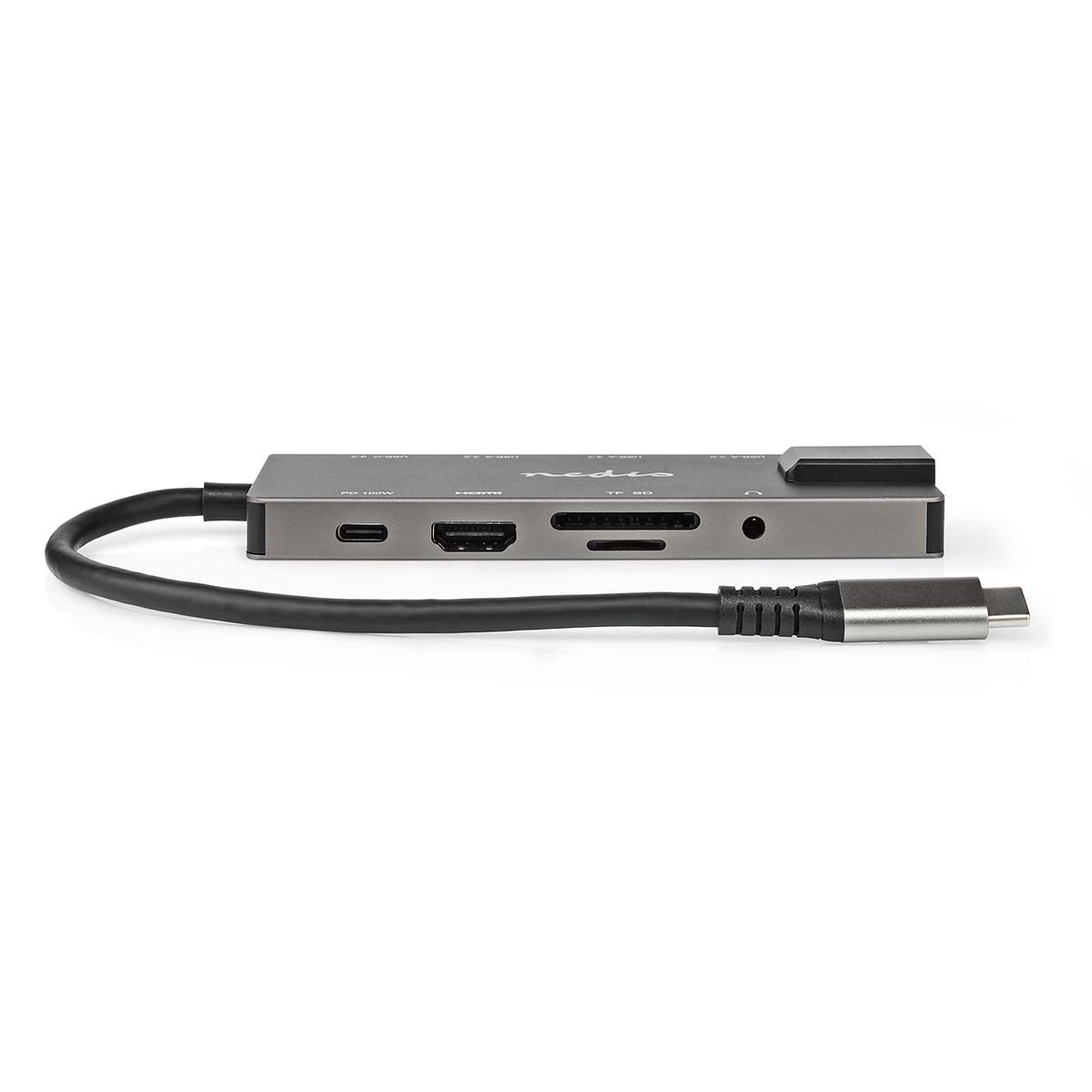 Nedis USB-C naar HDMI 4K 60Hz, USB-A/USB-C, USB-C PD 100W, RJ45, 3,5mm en (Micro) SD adapter / grijs - 0,20 meter - Afbeelding 2