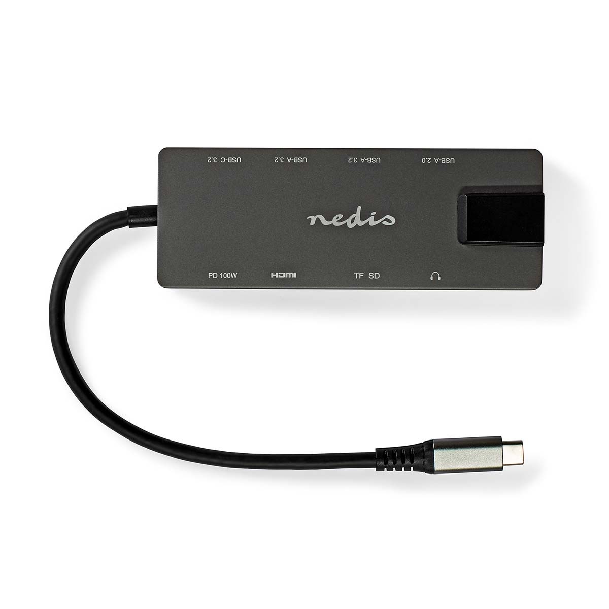 Nedis USB-C naar HDMI 4K 60Hz, USB-A/USB-C, USB-C PD 100W, RJ45, 3,5mm en (Micro) SD adapter / grijs - 0,20 meter - Afbeelding 5