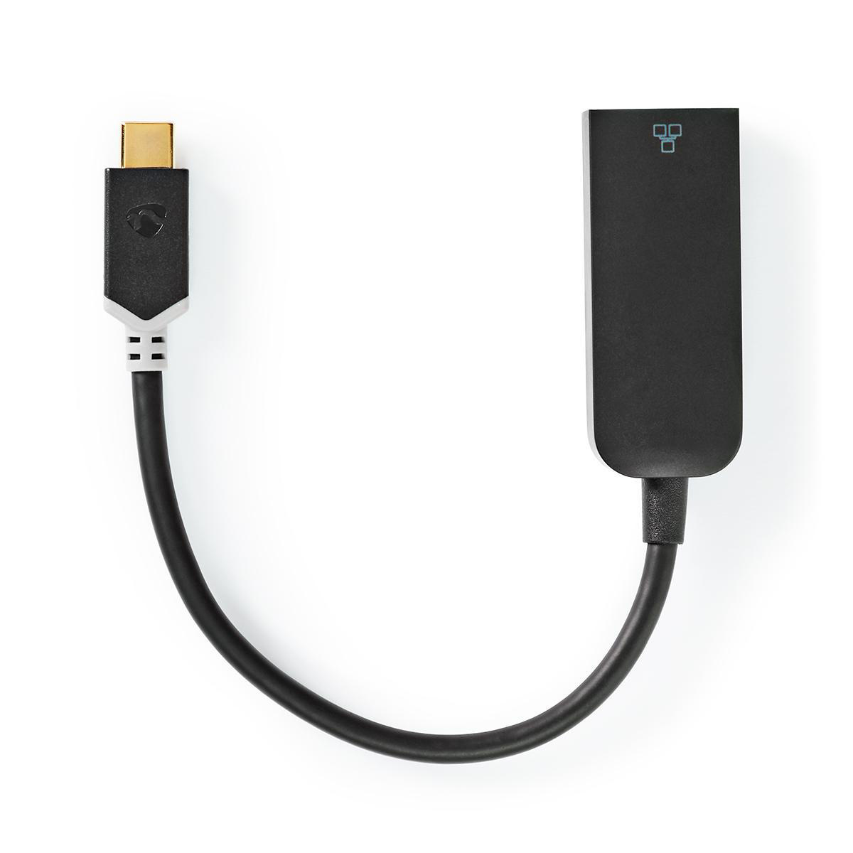 Nedis USB-C naar RJ45 Gigabit Ethernet LAN adapter - USB3.0 - CAT6 / zwart - 0,20 meter - Afbeelding 2