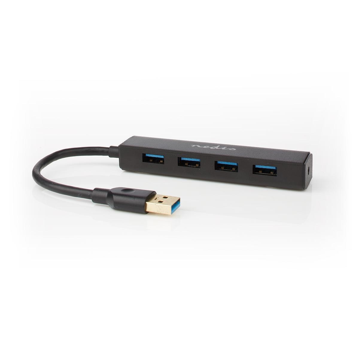 Nedis USB hub met 4 poorten - USB3.0 - busgevoed / zwart - 0,10 meter