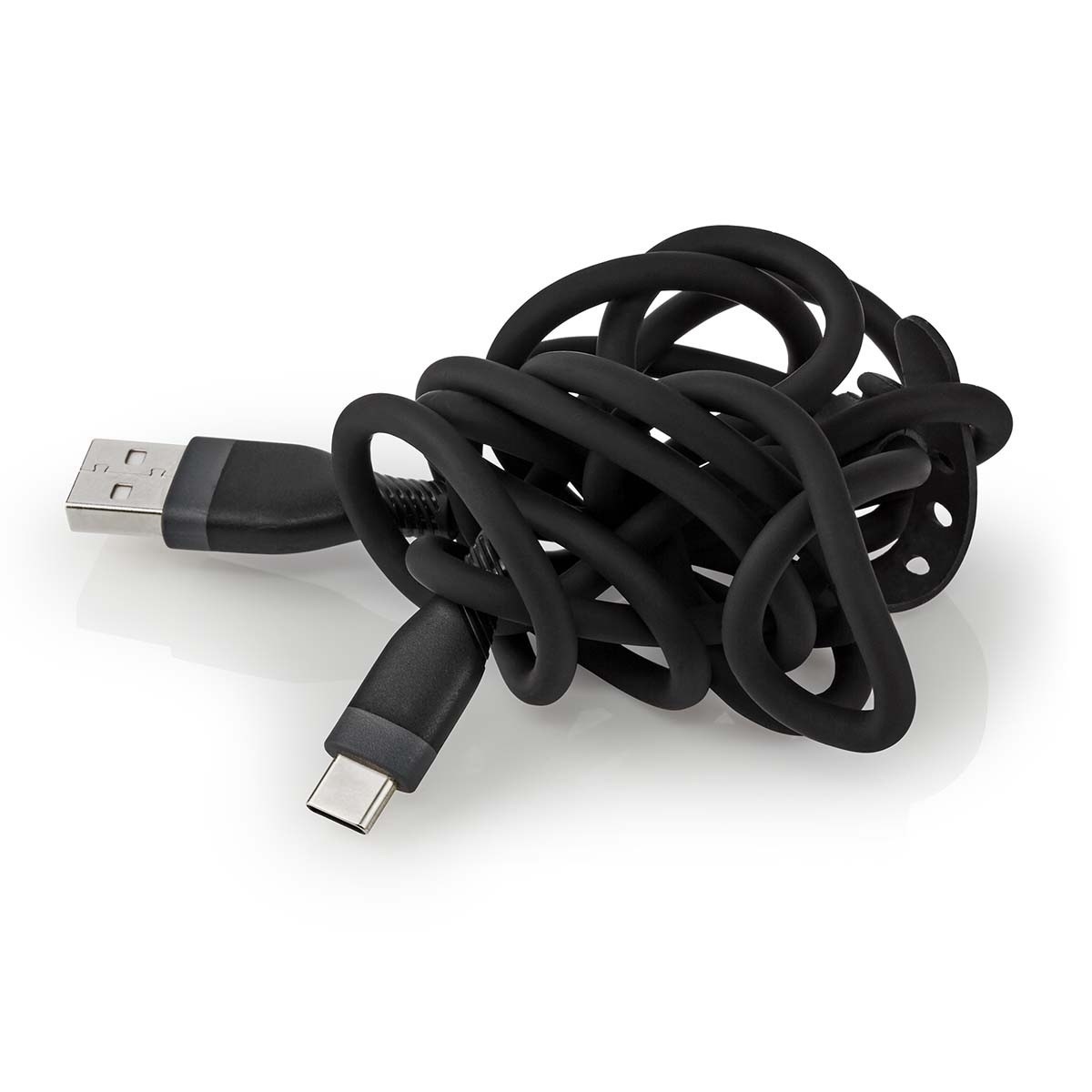 Nedis USB-C naar USB-A siliconen kabel - USB2.0 - PD 15W / zwart - 1,5 meter - Afbeelding 4