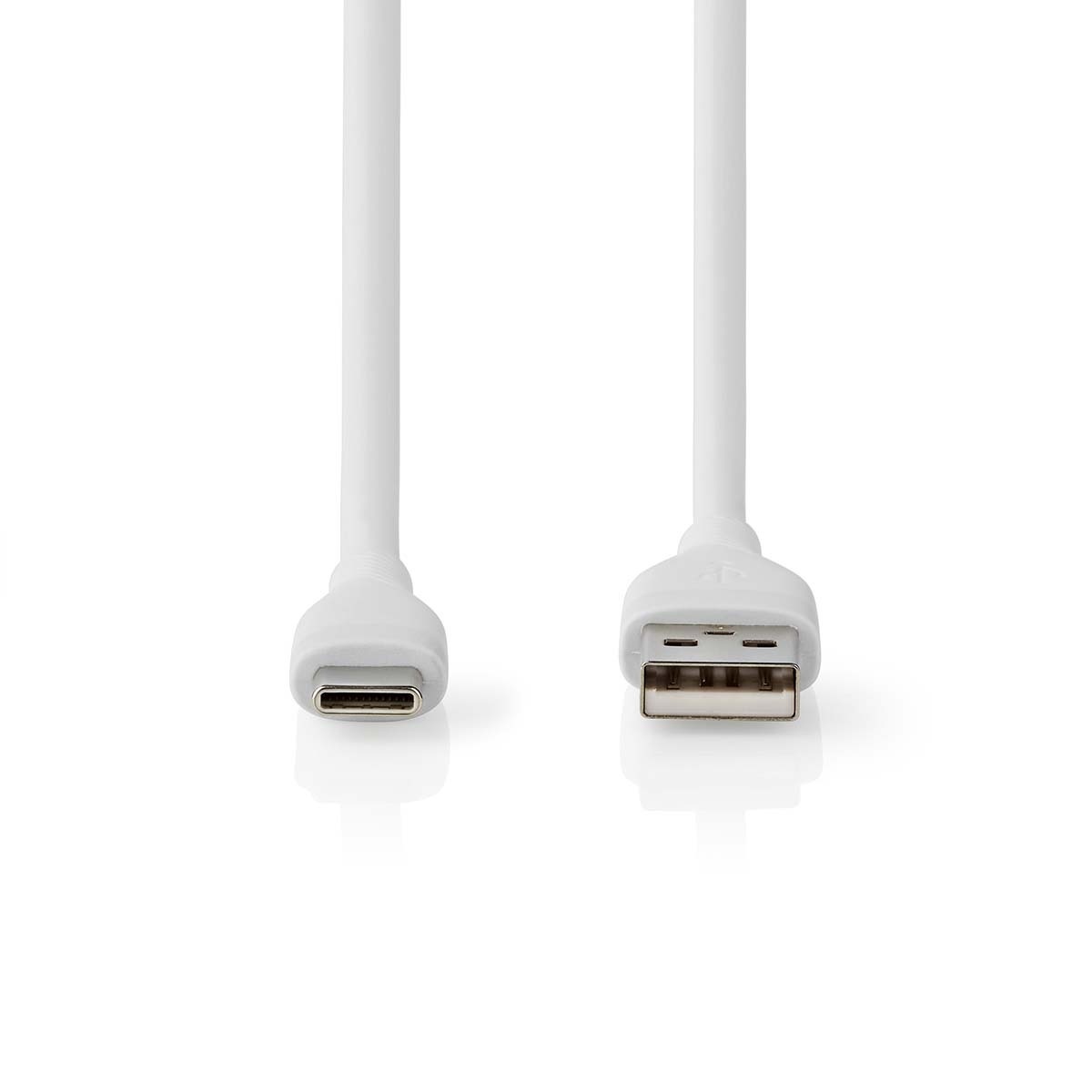 Nedis USB-C naar USB-A siliconen kabel - USB2.0 - PD 15W / wit - 1,5 meter - Afbeelding 2