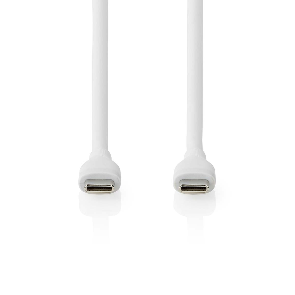 Nedis USB-C naar USB-C siliconen kabel - USB2.0 - PD 60W / wit - 1,5 meter - Afbeelding 2