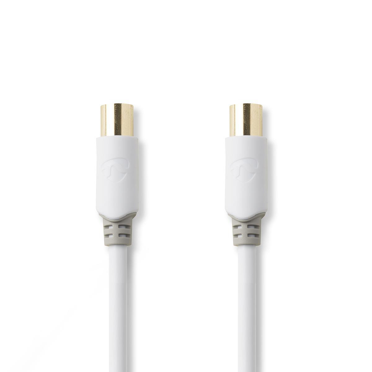 Nedis IEC (m) - IEC (v) coaxkabel - rechte connectoren / wit - 1 meter