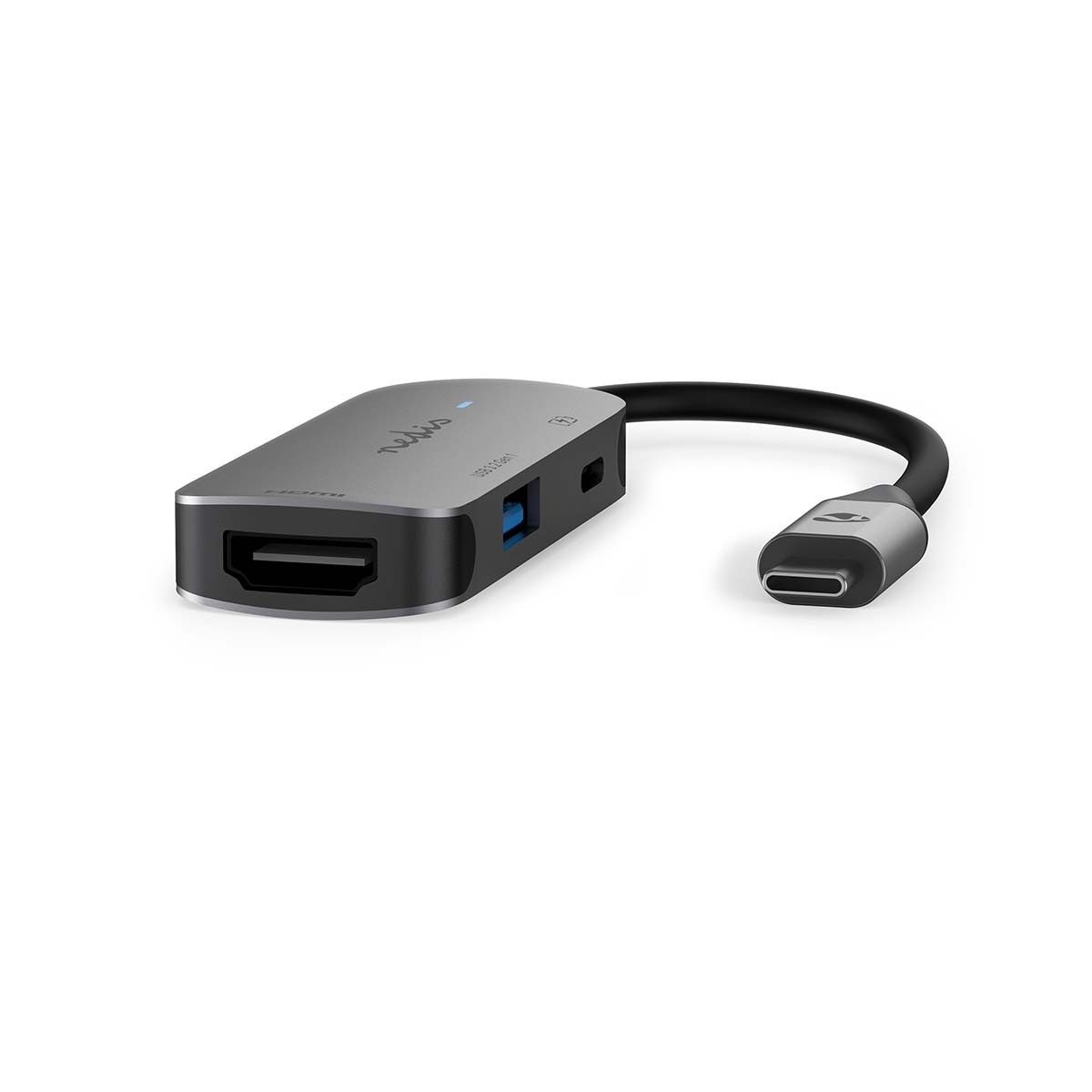 Nedis USB-C naar HDMI 4K 30Hz, USB-A en USB-C PD 100W adapter / grijs - 0,10 meter - Afbeelding 2