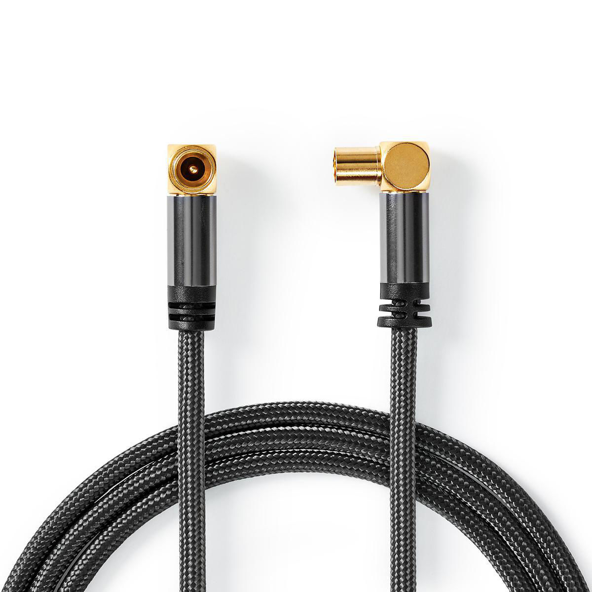 Nedis Premium 4G/LTE proof 4K Ultra HD IEC (m) - IEC (v) coaxkabel - haakse connectoren / zwart - 2 meter