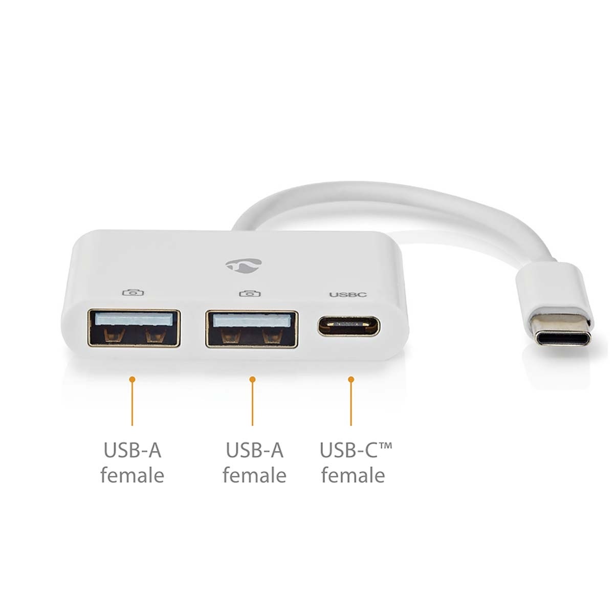 Nedis USB-C hub met 2x USB-A en 1x USB-C - busgevoed - USB2.0 / wit - 0,10 meter - Afbeelding 4